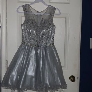 silver quinceañera dress